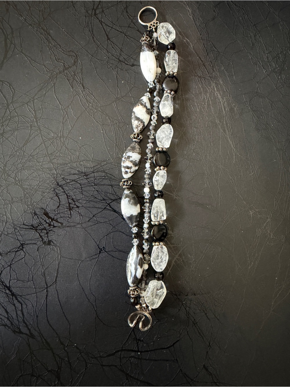 Handmade Black and White Beaded Bracelet - Designer Style